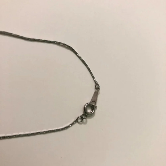 Thin Chain Necklace Silver Tone Stamped 18KGP - Picture 6 of 13